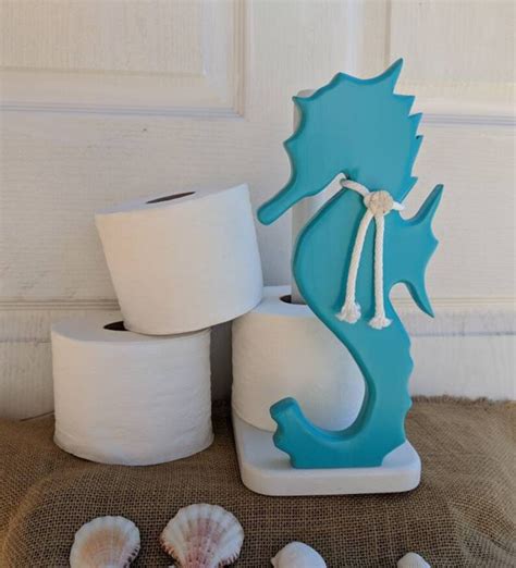 Seahorse Paper Towel Holder Or Order The Set Nautical Paper Etsy