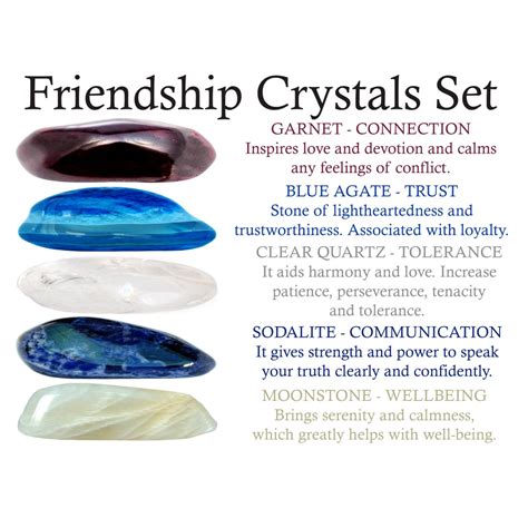 Friendship Crystals Set, Friendship Set, Crystals Set, Garnet, Agate, Clear Quartz, Sodalite ...