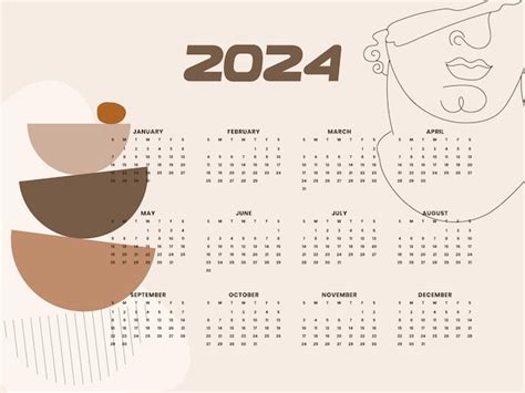 Vector libre colorido 2024 plantilla de calendario en inglés planear y