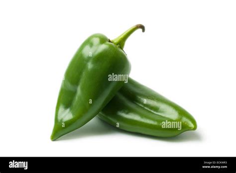 Two Green Peppers Isolated On White Background Stock Photo Alamy