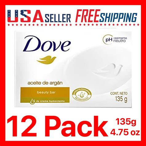 Dove Soap Bar Argan Oil Moisturizing Cream Beauty 135g 4 75 Oz X 12