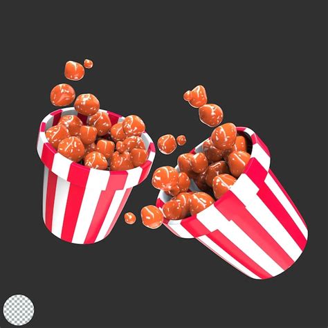 Seau Rempli De Bonbons Pop corn Illustration 3d Icône Isolé PSD Premium