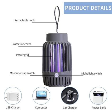 Lampe Anti Moustique 1200 mAh 2 en 1 Électrique Anti Moustique USB