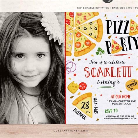 Pizza Making Party Birthday Invitation Etsy