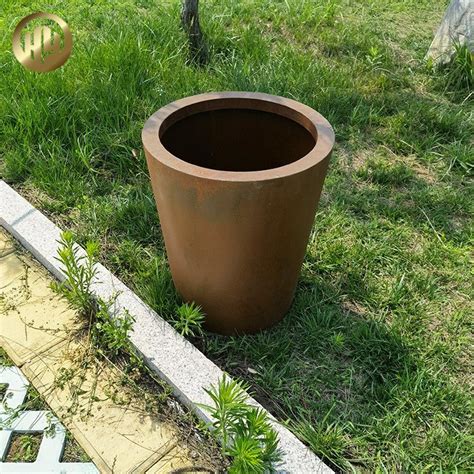 Cone Corten Steel Rusty Metal Simple Welding Garden Decoration Planter China Outdoor Square