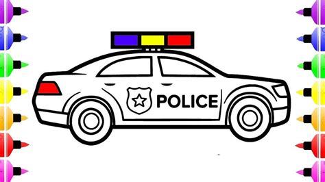 How To Draw Police Car Police Car Coloring Pages Drawing For Kids ...