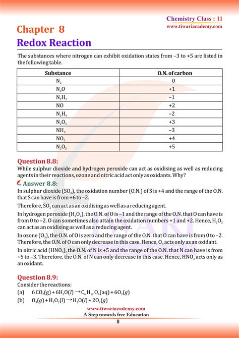 Ncert Solutions For Class Chemistry Chapter Redox Reactions