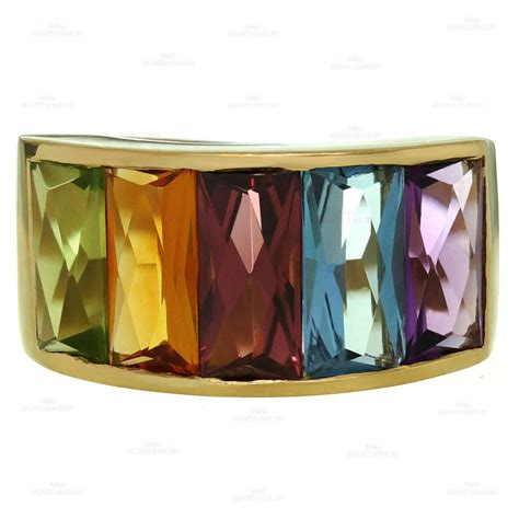 1980s H STERN Multicolor Gemstone Rainbow Yellow Gold Ring At 1stdibs