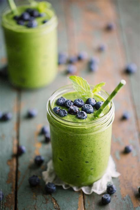 Green Mango Smoothie With Blueberries By Stocksy Contributor