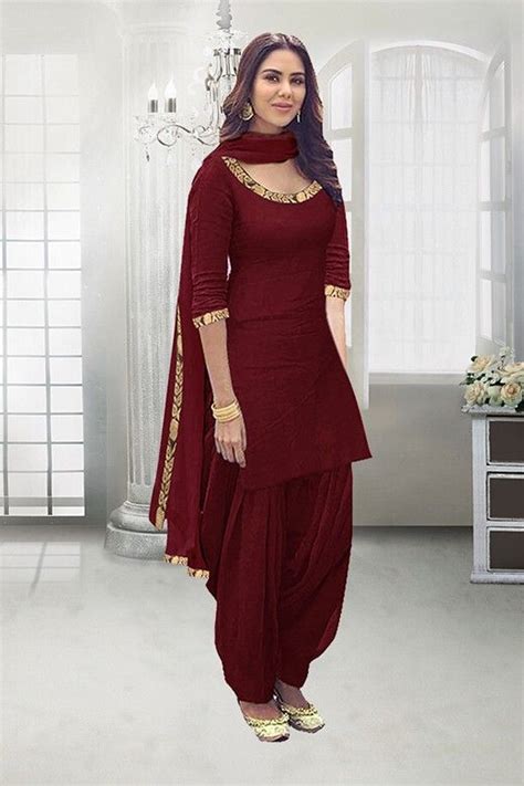 Casual Wear Maroon Poly Cotton Patiyala Suit 71324C Patiyala Dress