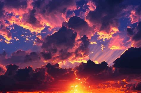 Premium Photo | Illustration of the beautiful orange sky and clouds at ...