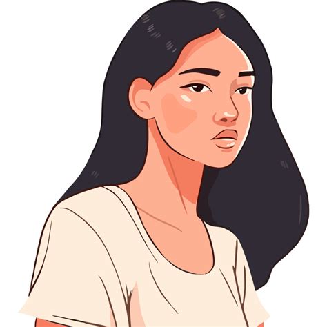 An Illustration Of A Woman With Long Black Hair 49671892 Png