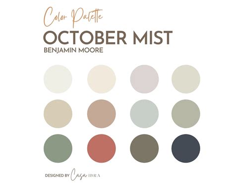 October Mist Paint Color Palette Benjamin Moore Interior Etsy