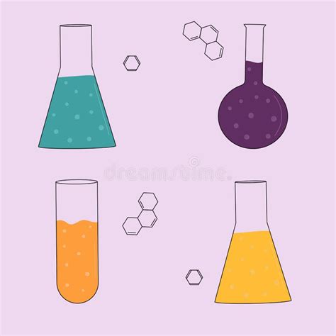 Chemical Flasks With Substances Stock Vector Illustration Of