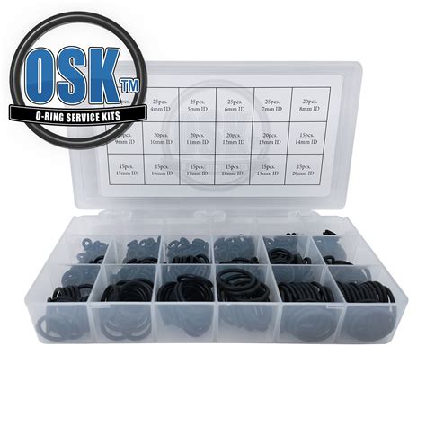 Osk™ Metric O Ring Kit 350pc 18 Sizes 3mm 20mm Id X 25mm Cross Section