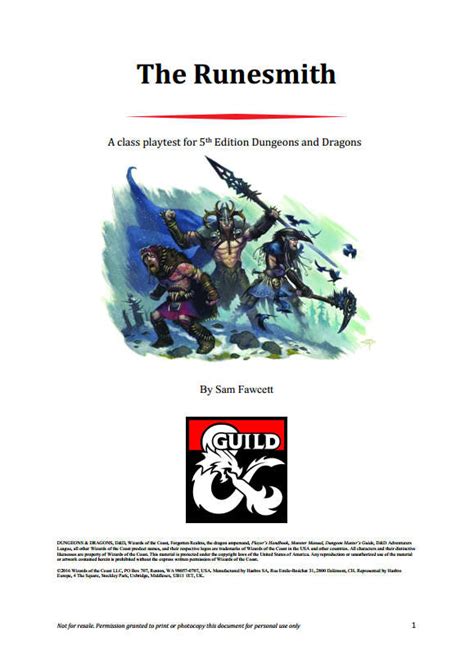 The Runesmith Class Playtest Dungeon Masters Guild Dungeon Masters Guild