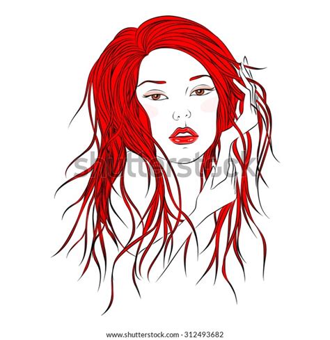 Beautiful Girl Red Hair Vector Illustration Stock Vector Royalty Free