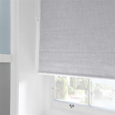 Dunelm Textured Polycotton Grey Linen 153x163cm Blackout Roller Blind