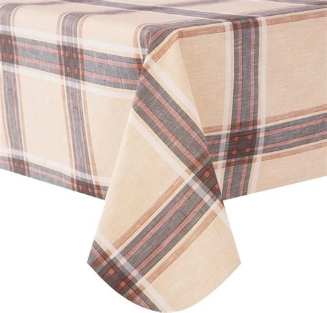 Dwellaid Ivory And Brown Checkered Tablecloth 52x70 Inch Plastic