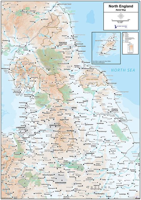 Relief Map 3 Northern England Digital Download Uk