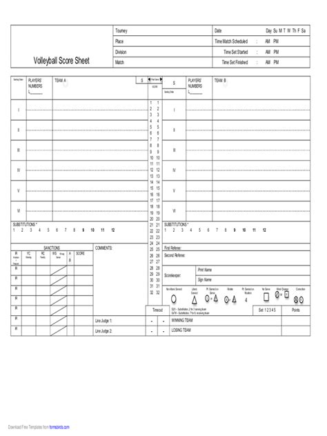 How To Use A Volleyball Score Sheet Template Free Sample Example And Format Templates Free