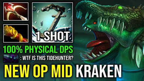 New Kraken Swell 1v5 Solo Mid Unkillable Tidehunter 100 Physical Right Click 1 Shot Aoe Gush