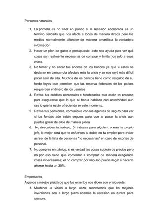 Jaime Paniagua Recesion Economica Pdf