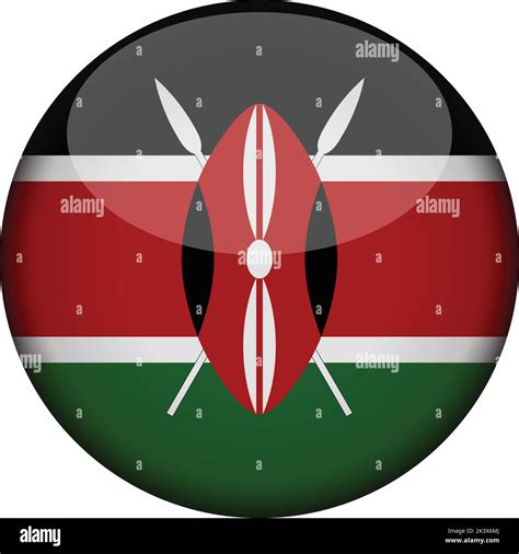 Kenya Flag In Glossy Round Button Of Icon Kenya Emblem Isolated On