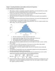 Chapter 9 Notes Chapter 9 Sampling Distributions And Confidence