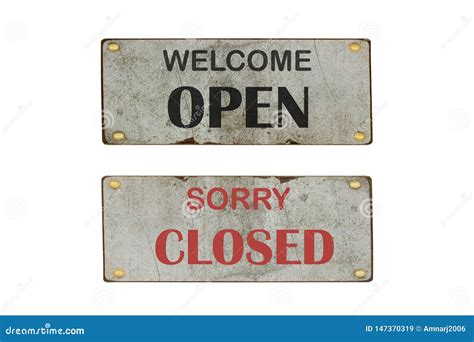 Open And Closed Door Sign Print With Color Symbol For Store Shop