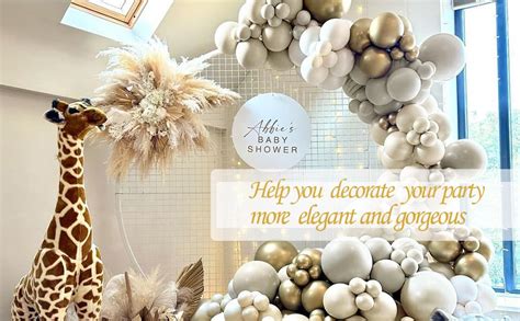 Amazon Pearl White Gold Balloon Garland Double Stuffed Beige Gold Balloons Sand White Nude