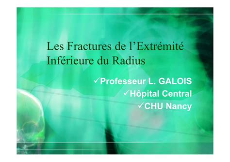 Pdf Les Fractures De Lextr Mit Inf Rieure Du Radiuscokinenancy Fr