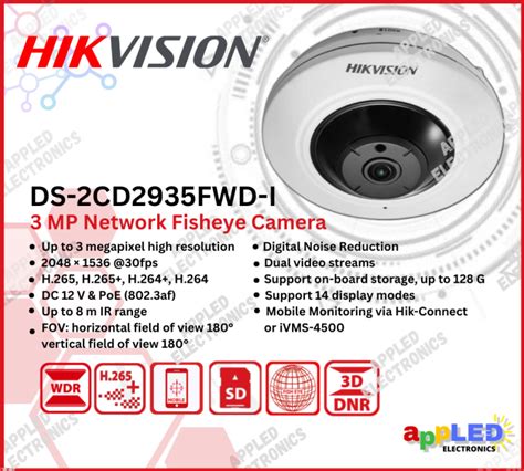 Hikvision DS 2CD2935FWD I 3 MP Fisheye Fixed Dome IP PoE Network