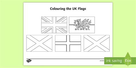 Northern Irish English Scottish And Welsh Flags Colouring