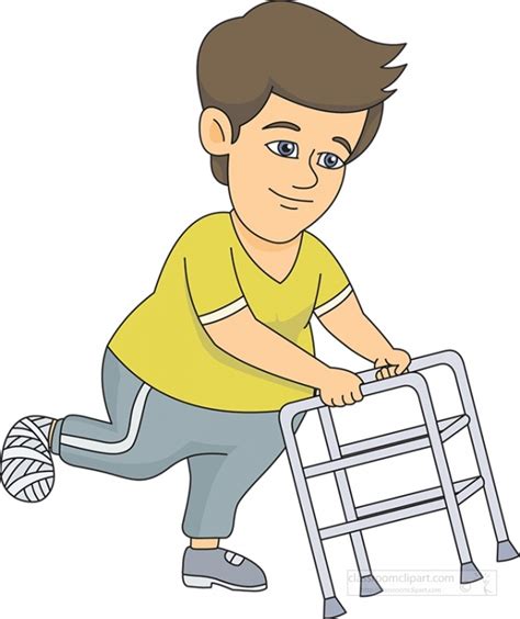 Health Clipart-walking with the help of walker clipart