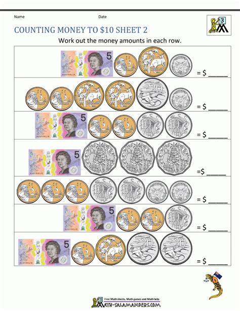 Money Worksheets Australian - Free Printable Australian Notes - Free ...