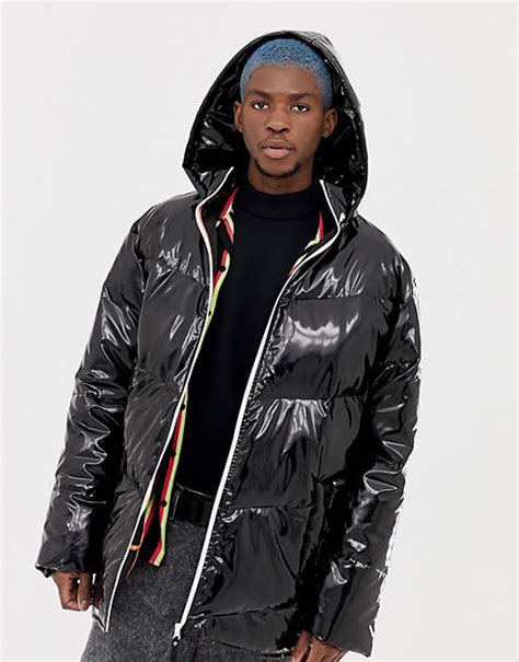 Collusion High Shine Hooded Puffer Jacket Asos