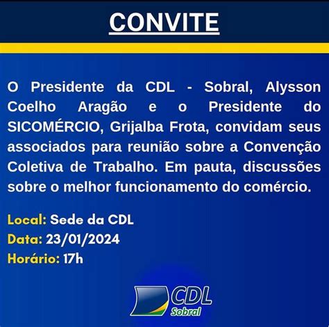 Cdl E Sincom Rcio Convidam Associados Para Tratar Sobre A Conven O