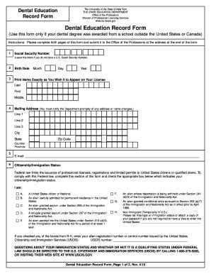 Fillable Online Op Nysed Dental Education Record Form Op Nysed Fax