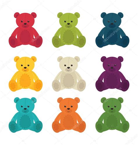 Set Of Cute Colorful Teddy Bears Stock Vector By Tereez