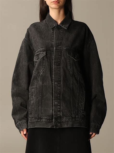 Balenciaga Denim Jacket In Oversized Organic Denim Black Jacket