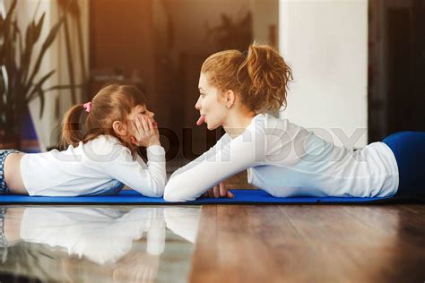 Mother And Daughter Have Fun In The Gym Stock Image Colourbox