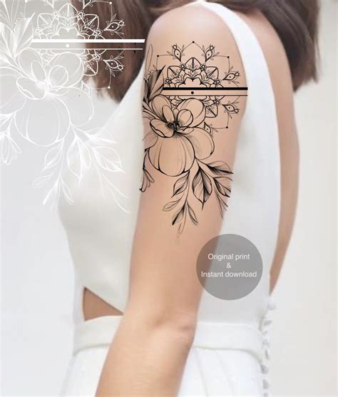 Tattoo Design Mandala Bracelet With Flower Digital Design Etsy