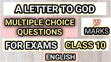 A Letter To God Mcq Class 10 English First Flight Chapter 1 Class