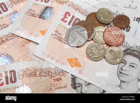 Uk Geld Banknoten Und M Nzen Britische Pfund Sterling Stockfoto Bild