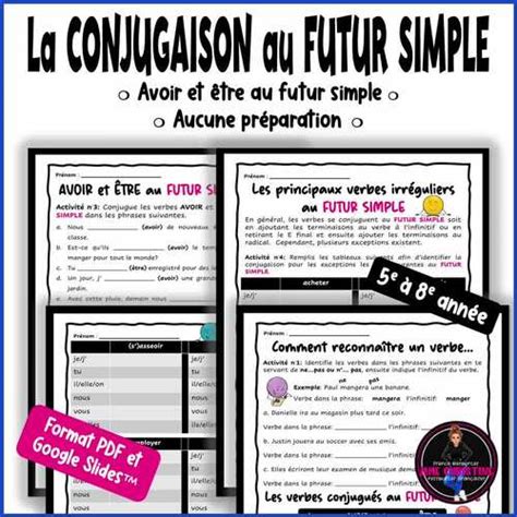 Verbes Au Futur Simple I Cahier D Activit S Et Jeux De Mots Cach S I