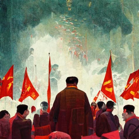 Red Tide Of Social Communism Leader Was Surrounded By Midjourney