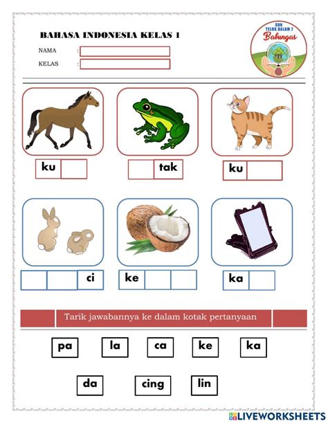 Worksheet For Learning Indonesian Words And Pictures