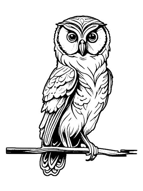 Hyper Realistic Owl Coloring Page · Creative Fabrica