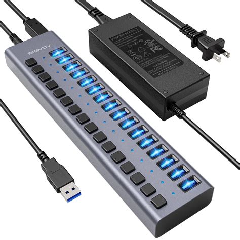 Buy 90w Powered Usb Hub Acasis 16 Ports Usb 30 Data Port Aluminum